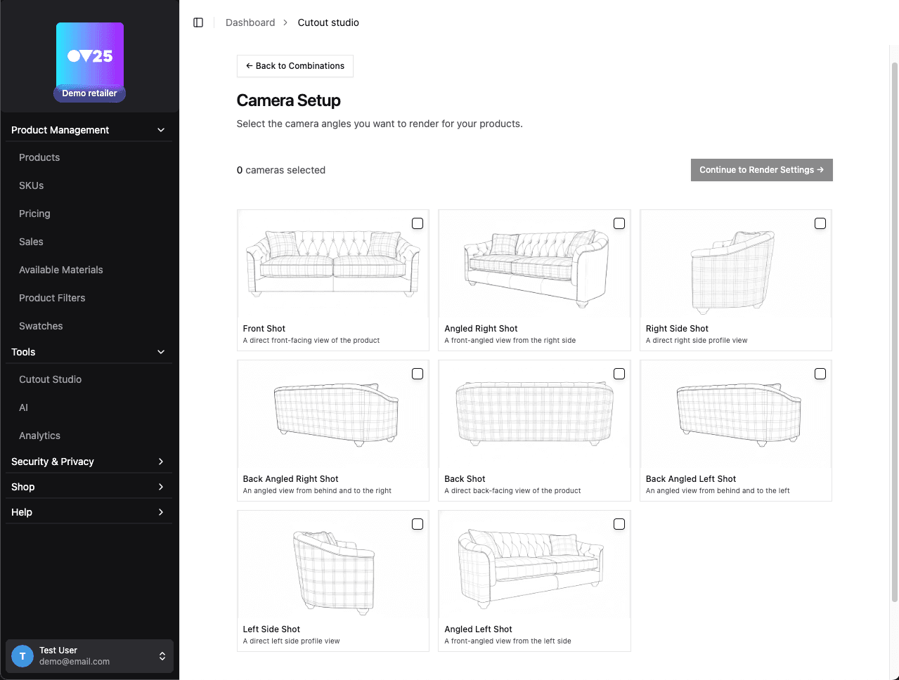 Cutout Studio Camera Setup