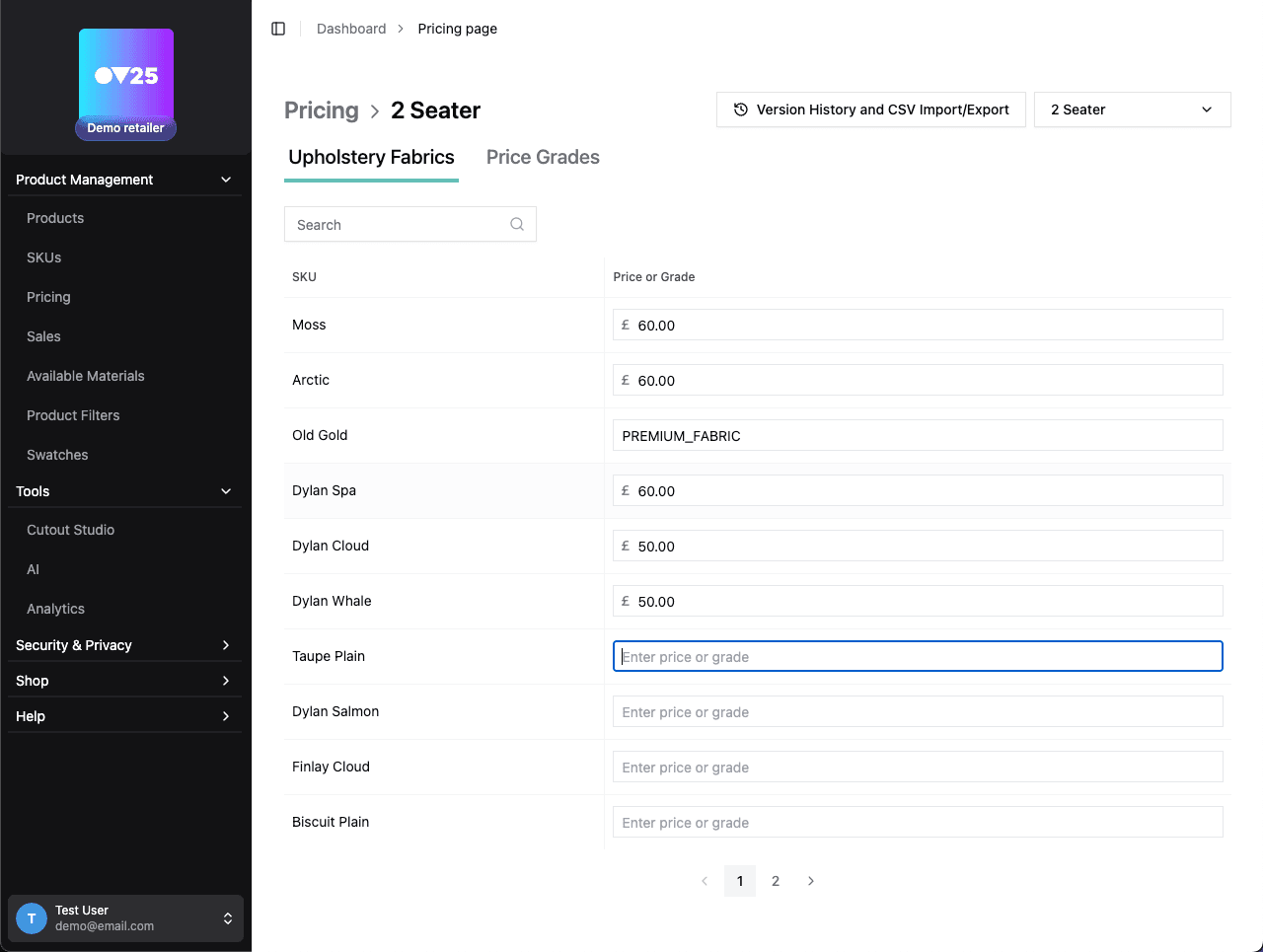 Pricing Table