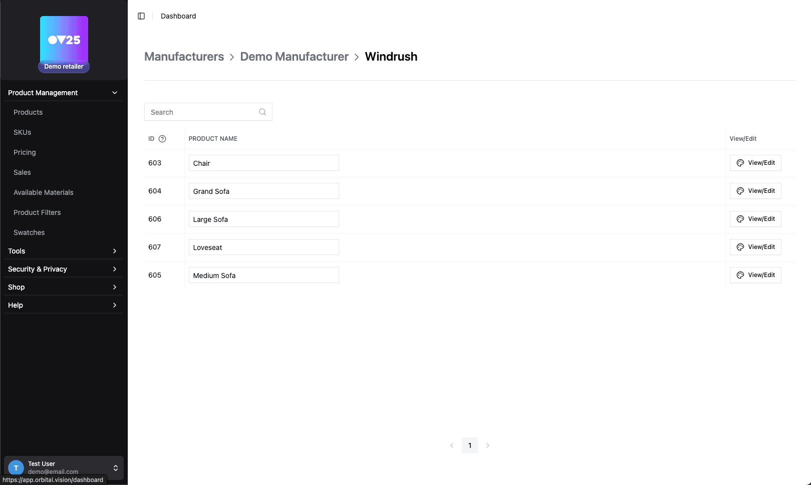 Products Dashboard