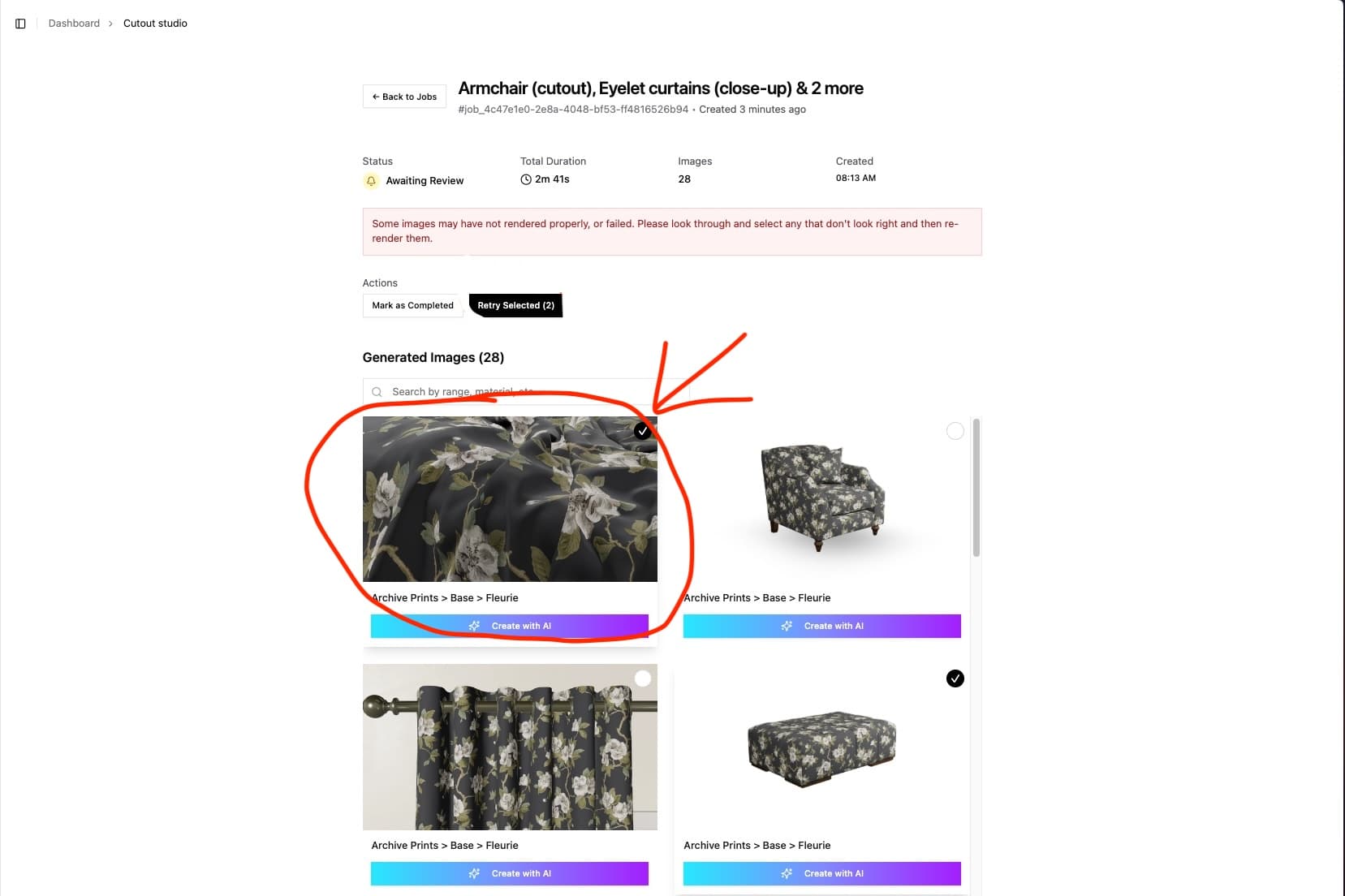 Select failed render