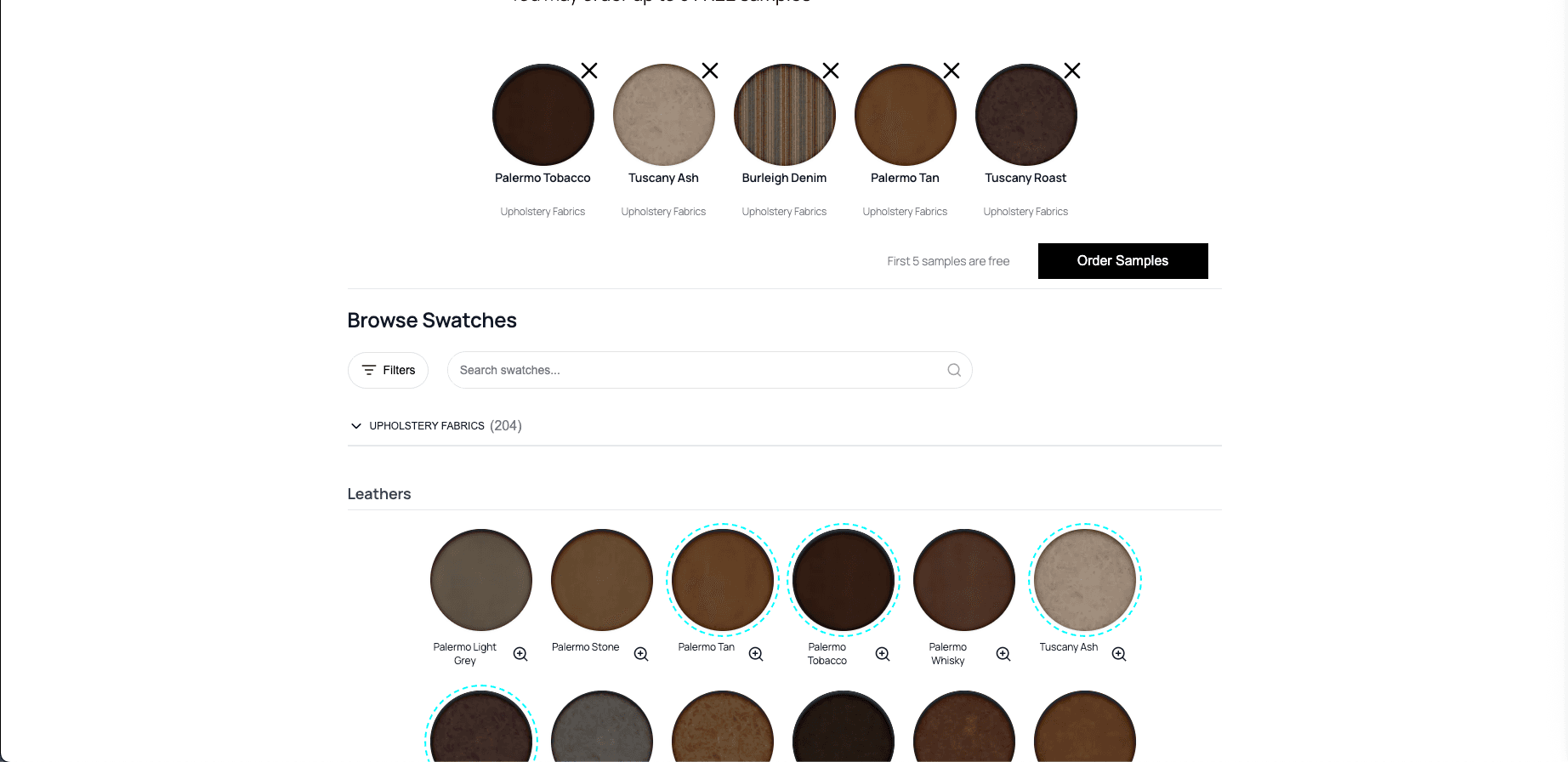 Swatches Page Example